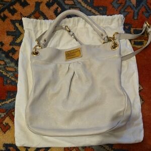 Marc by Marc Jacobs Cream Leather Shoulder Hobo Bag with Gold Hardware